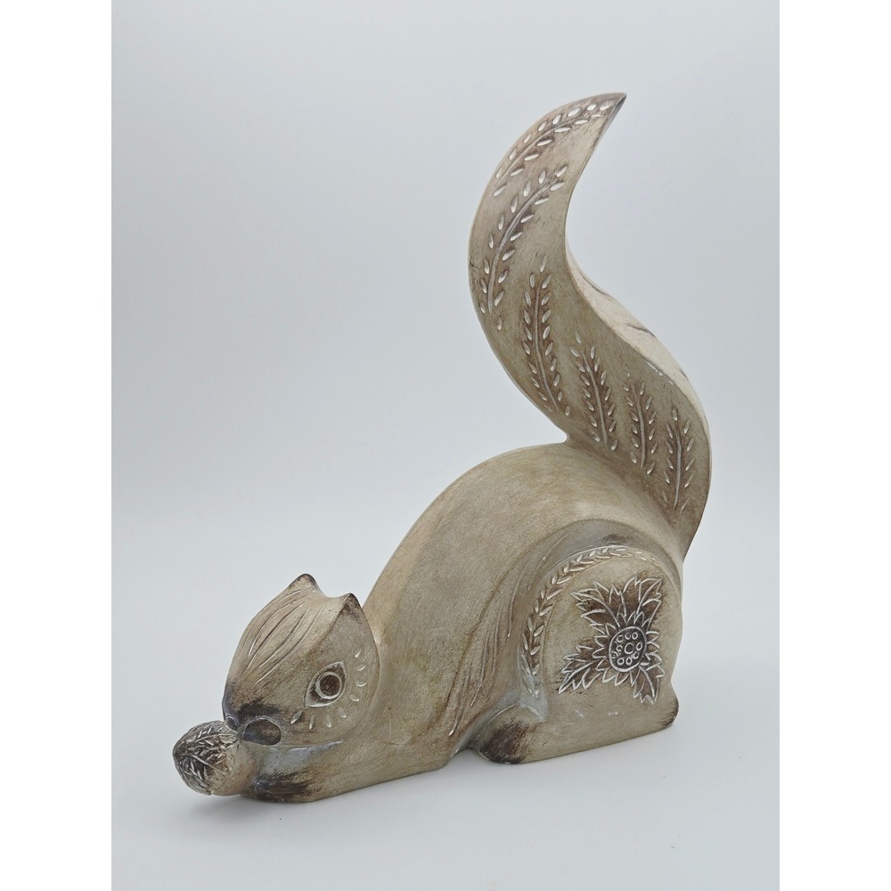 Honeybloom At Home Rustic Etched Squirrel Figurine Fall Decor Home 9.5 Inch